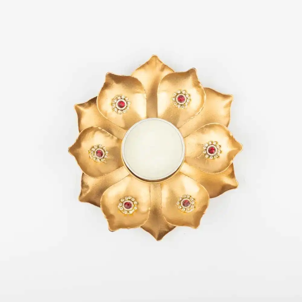 Order Floral Metal Stone T-Light Holder
